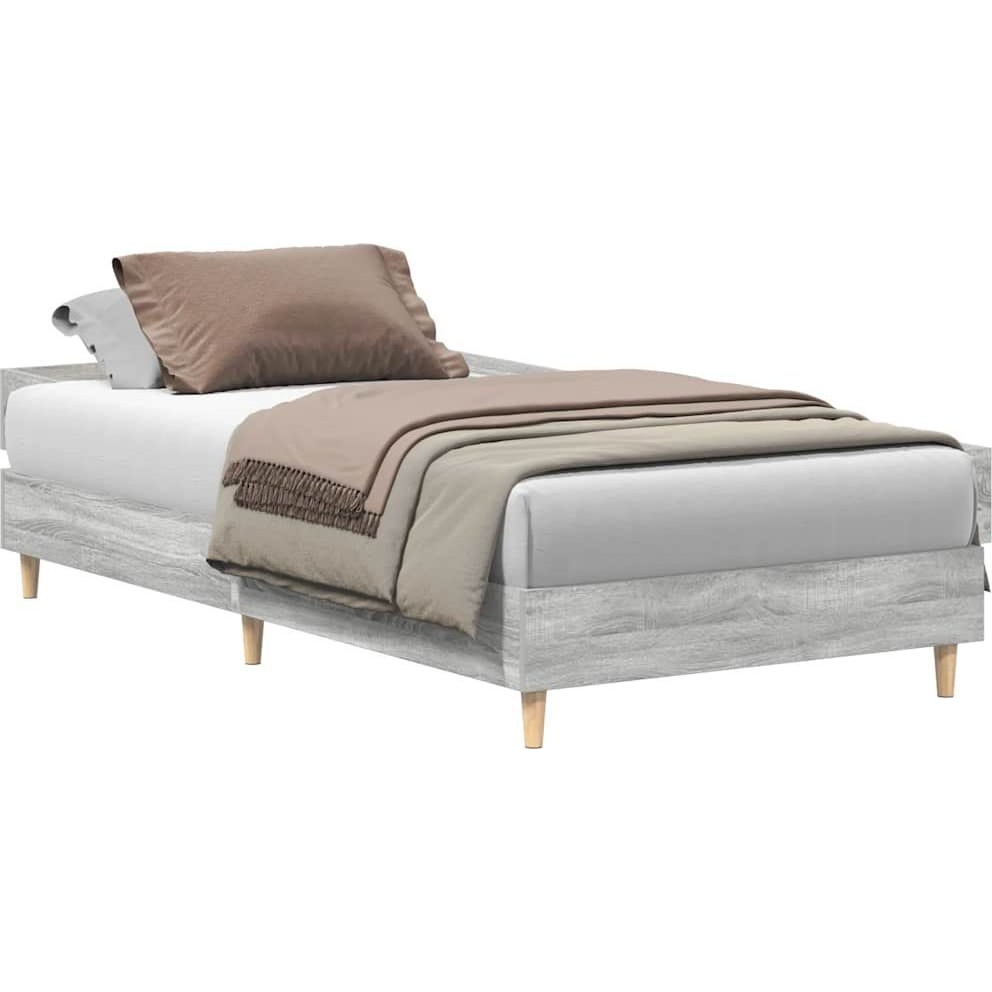 sonoma tölgyszínű szerelt fa ágykeret matrac nélkül 90 x 190 cm (861089)