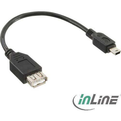 InLine 33500C USB kábel USB 2.0 0,2 M Mini-USB B USB A Fekete (33500C)