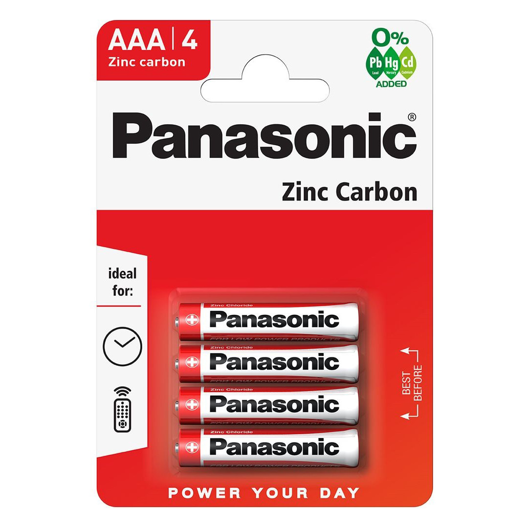 Panasonic 1.5V Cink-Carbon AAA ceruza elem (4db / csomag) (R03R/4BPACK) (R03R/4BPACK)