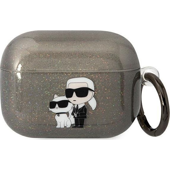 KARL LAGERFELD OVITEK Z BLEŠČICAMI KARL&CHOUPETTE ZA AIRPODS PRO ČRN