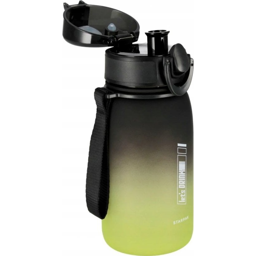 Starpak Műanyag Kulacs - 400 ml, Black/Green (STK BID22)