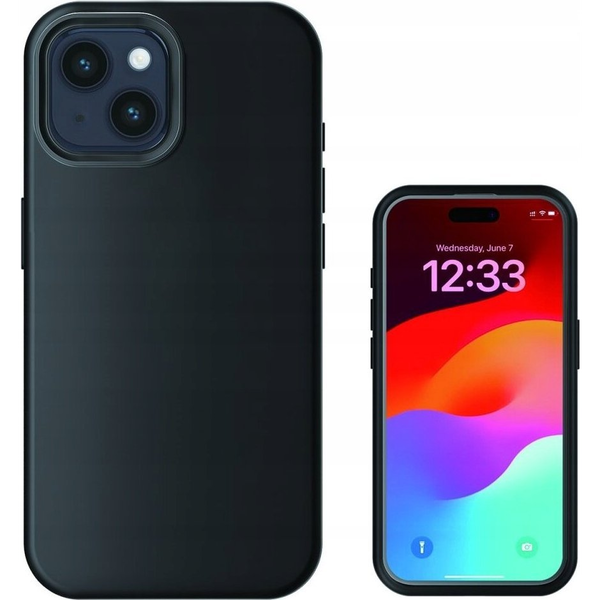 4Smarts Silikon Case Hátlap Apple iPhone 15 Plus Fekete MagSafe kompatibilis 540582