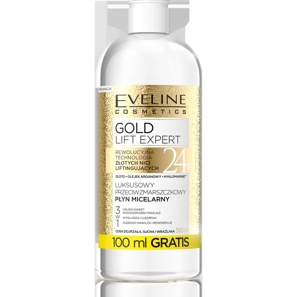 EVELINE COSMETICS Gold Lift Expert Anti-Wrinkle Micellar Water Anti-Age 3-in-1 (500 ml)