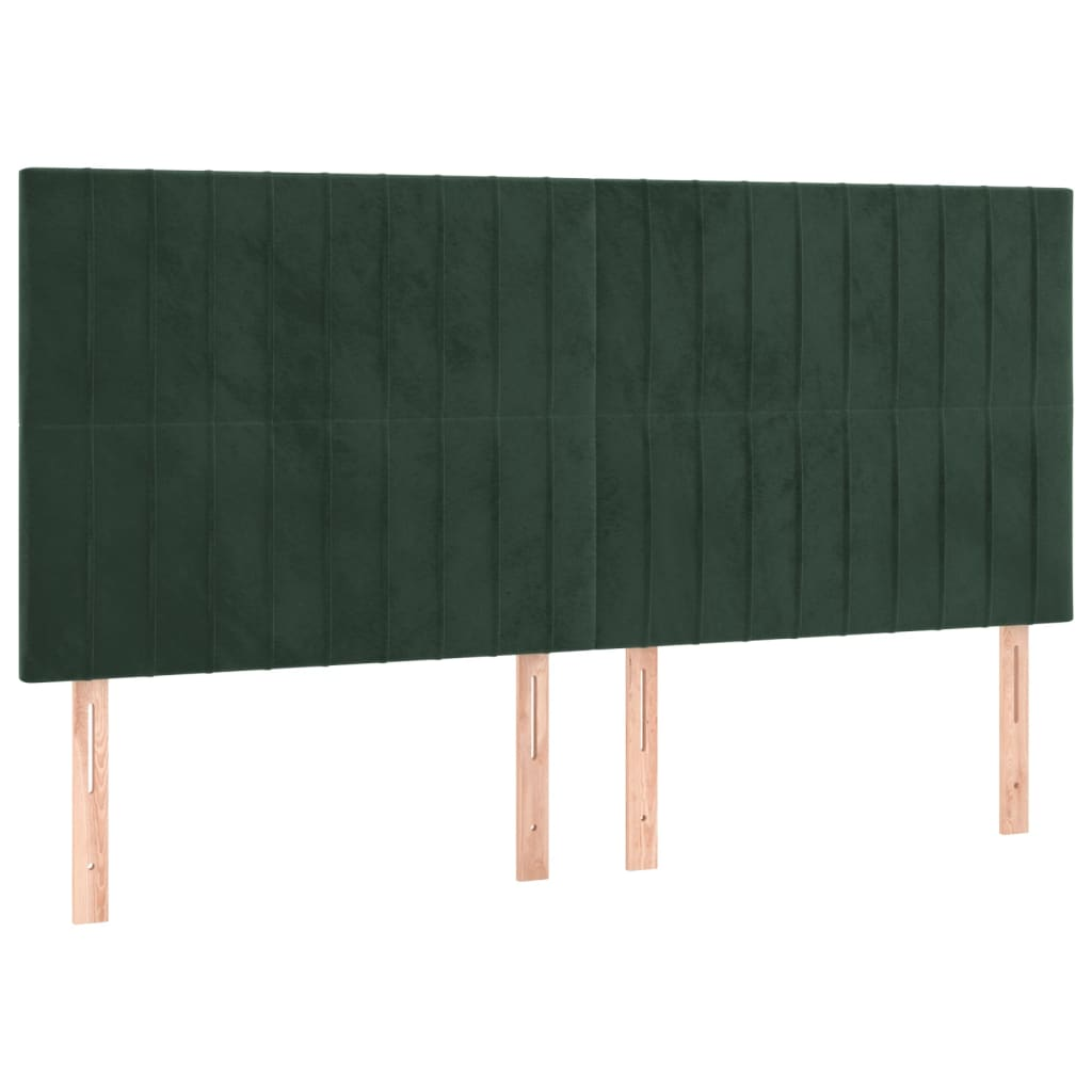 4 db sötétzöld bársony fejtámla 90x5x78/88 cm (3116633)