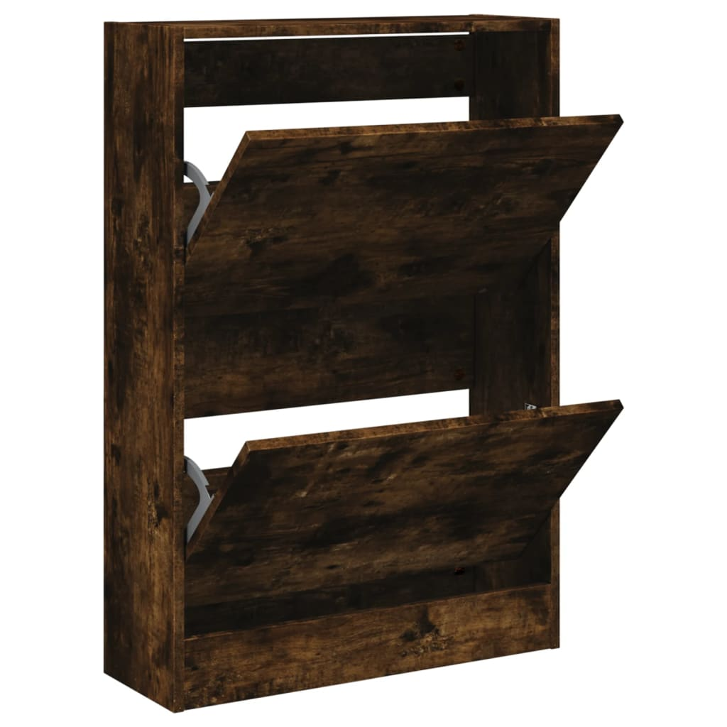 füstös tölgyszínű szerelt fa cipőszekrény 60 x 21 x 87,5 cm (839893)