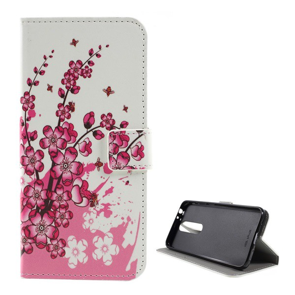 Tok álló, bőr hatású (FLIP, oldalra nyíló, asztali tartó funkció, virág minta) FEHÉR [Nokia 5.1 Plus (Nokia X5)] (5996457835256)