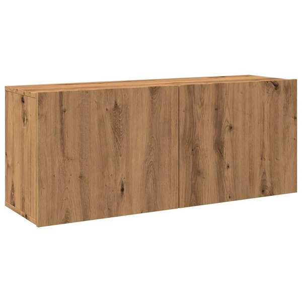 kézműves tölgy színű falra szerelhető TV-szekrény 100x30x41 cm