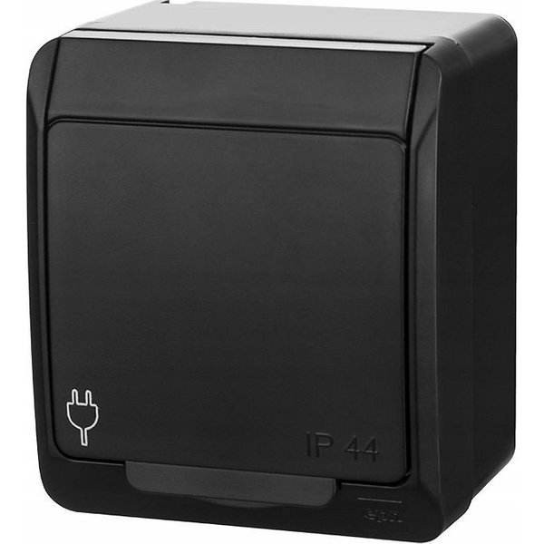  Elektro-Plast HERMES IP44 gniazdo natynkowe pojedyncze z uziemieniem 2P+Z schuko czarne 0324-09
