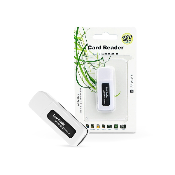 USB memóriakártya-olvasó - Micro SD(adapter) / SDHC/SD / MMC / RS-MMC /         Mini-SD(adapter) / TF(adapter) / XD / MS / MS / MS DUO / MS PRO DUO 2.0 -       fekete/fehér
