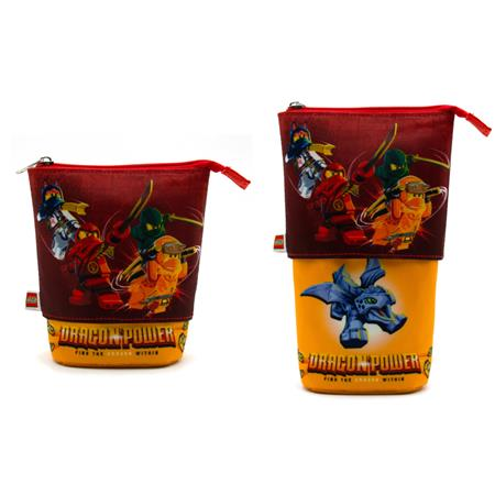 Lego Tolltartó, cipzáras, pop-up,  "Ninjago Dragon Power", piros-sárga-mintás (L53323)