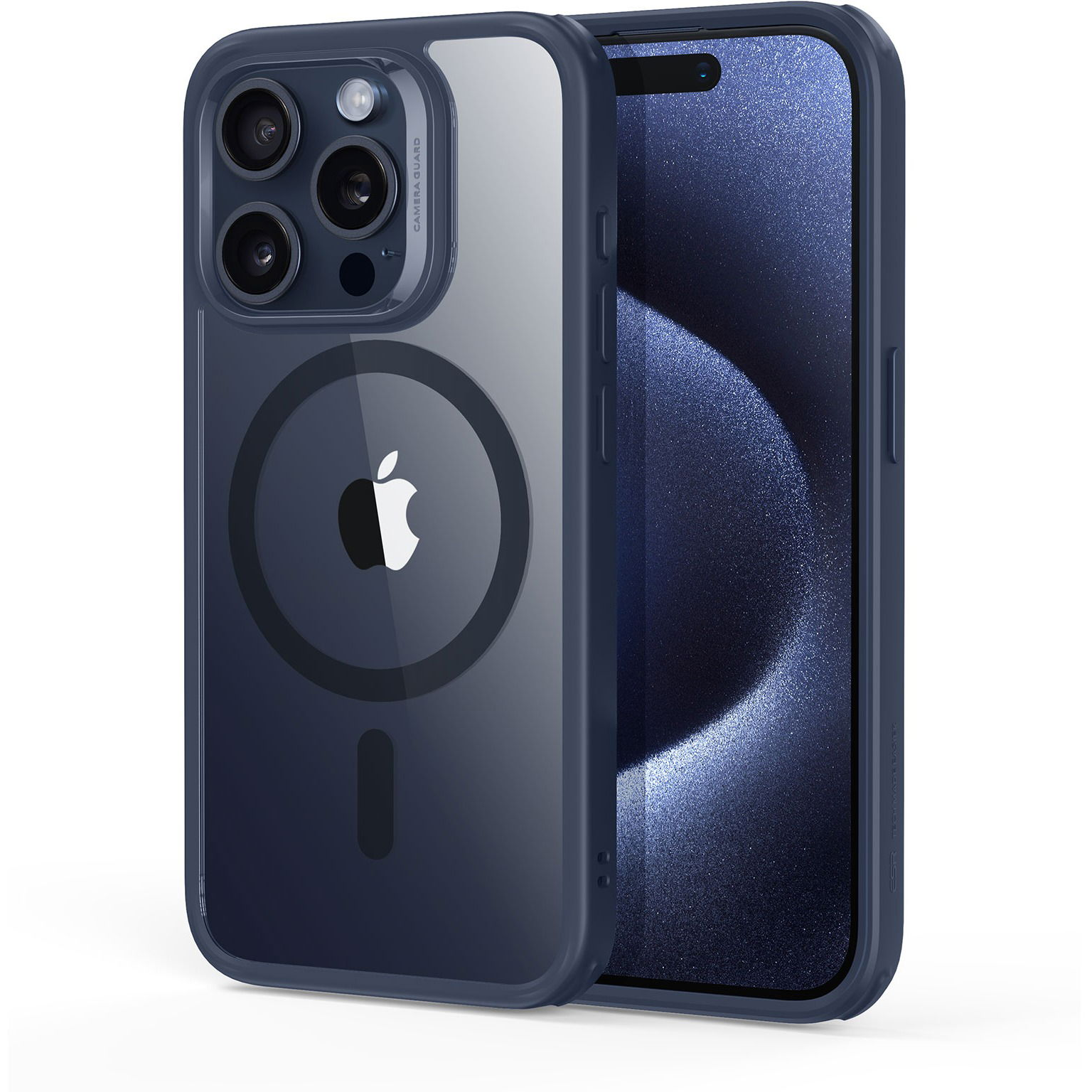 ESR Classic Hybrid Case (HaloLock), Compatible with iPhone 15 Pro Max, Clear Dark Blue tok (1A6670302)