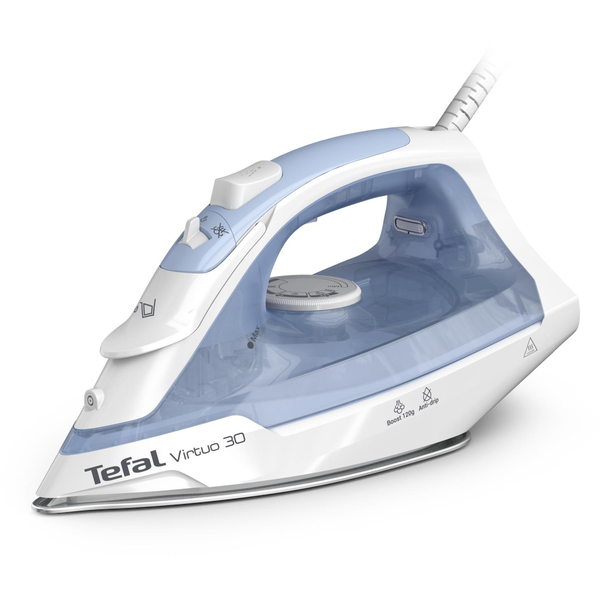 Tefal Virtuo 30 FV2C41E0 strijkijzer Droog- & stoomstrijkijzer Keramische zoolplaat 2000 W Blauw, Wit