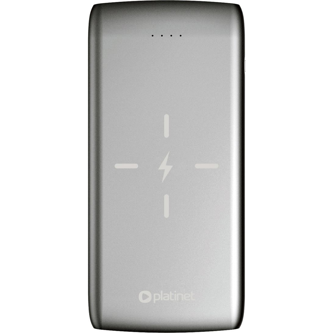 PLATINET vezeték nélküli töltő/power bank, 10 000mAh, polimer, QI, 2.0 gyorstöltés, fekete (PMPB10QIB)