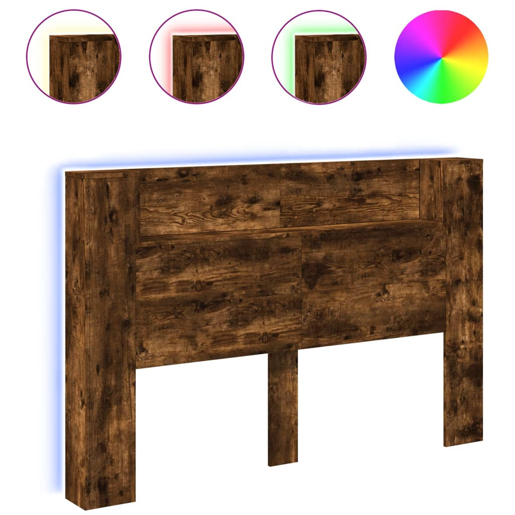 füstös tölgy színű áthidalószekrény LED-ekkel 160x16,5x103,5 cm (839256)