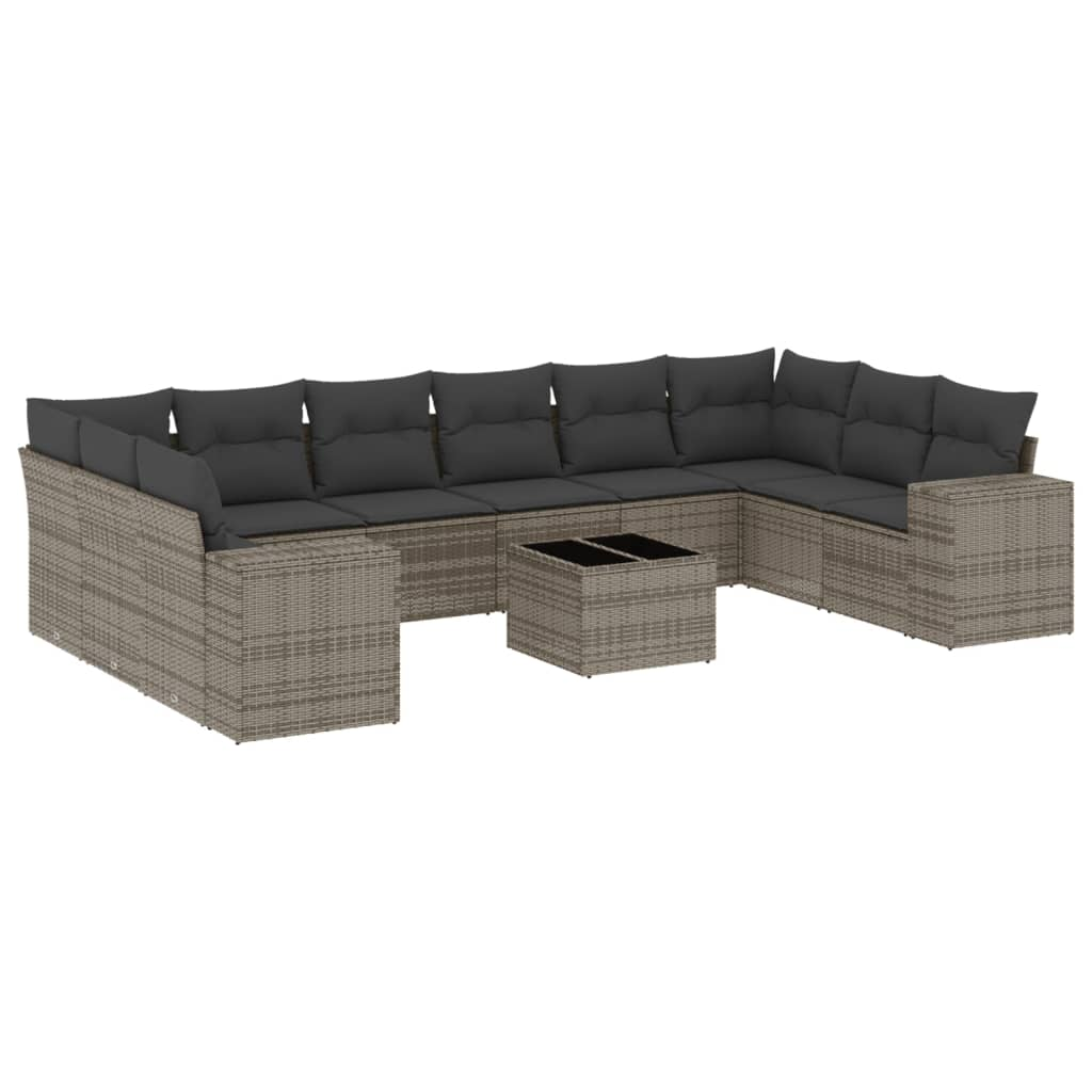 11 részes szürke polyrattan kerti ülőgarnitúra párnákkal (3255417)