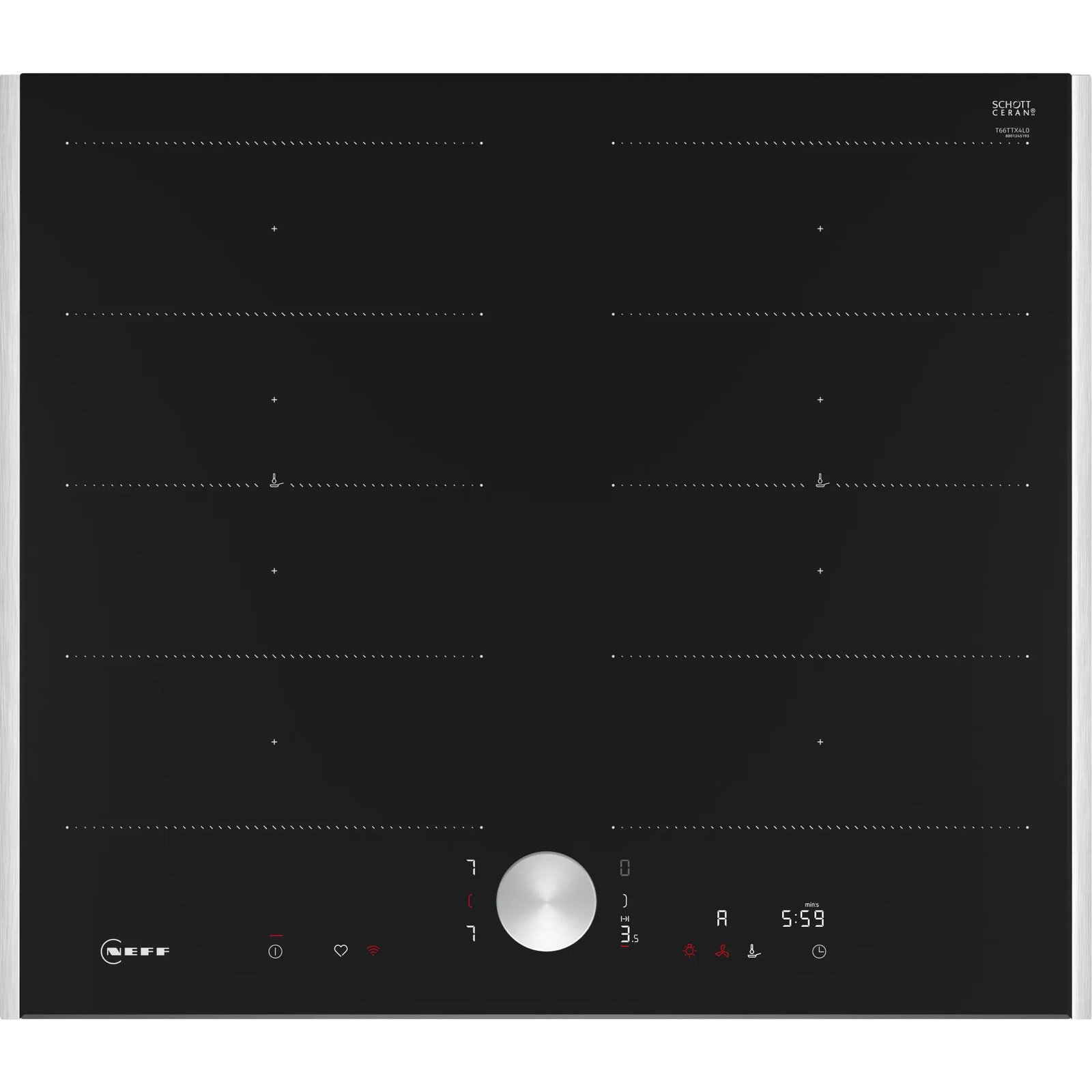 Neff N 90 Fekete Beépített 60 cm Zónás indukciós főzőlap 4 zóna (T66TTX4L0)