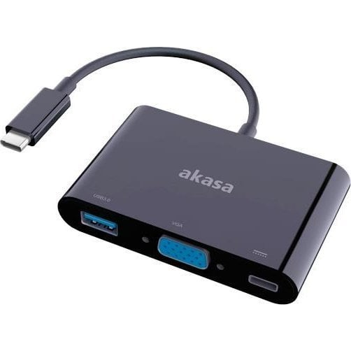 ADA Akasa USB 3.1 C - VGA, USB 3.0 A és USB 3.1 C  töltő 2A - 15cm - AK-CBCA02-15BK