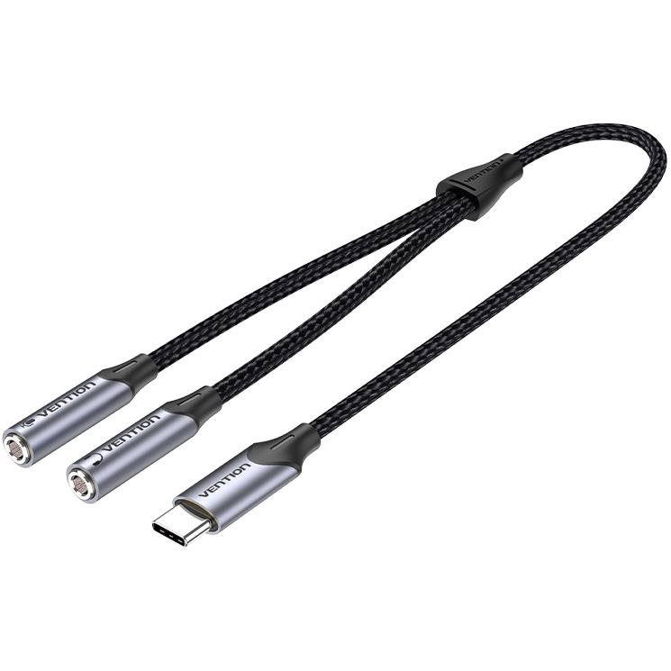 Vention USB-C Male to TRS Audio and Mic Jack 0,3m Gray Aluminum Alloy Type (BGPHY)