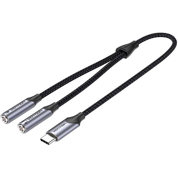 Vention USB-C Male to TRS Audio and Mic Jack 0,3m Gray Aluminum Alloy Type