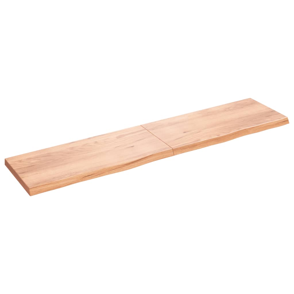 világosbarna kezelt tömör tölgyfa fali polc 220 x 50 x (2-6) cm (363737)