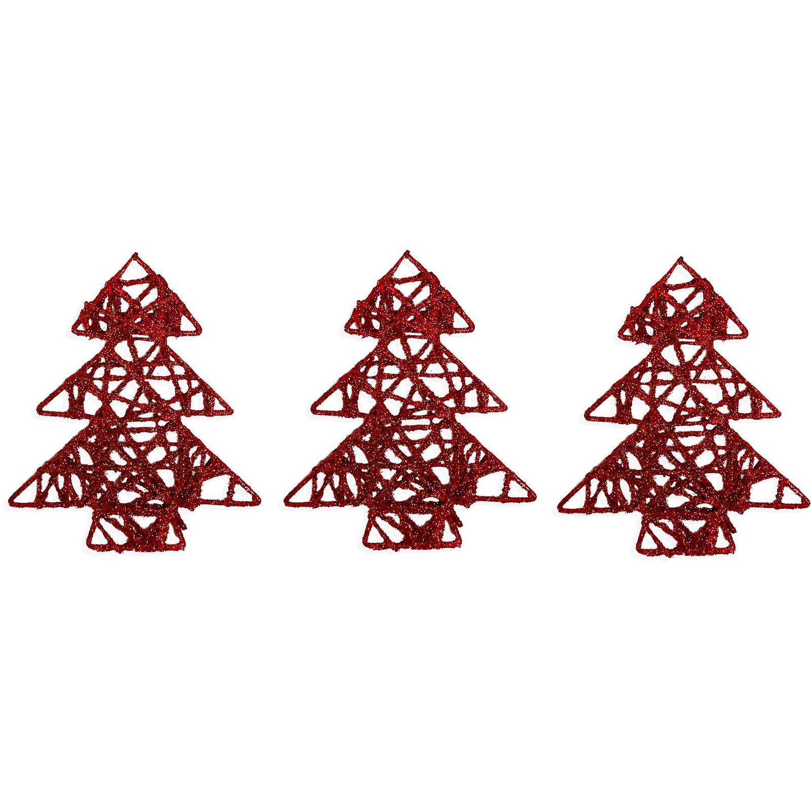 LAALU Karácsonyi dísz - fenyőfa, piros, 10 cm, 3 db (LAU-2078)