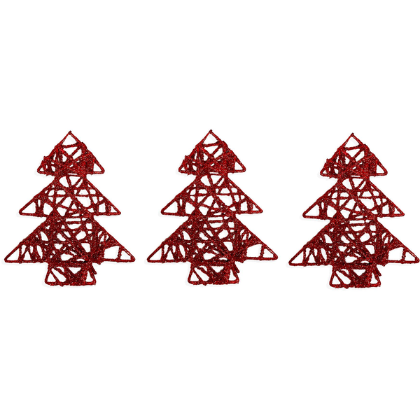 LAALU Karácsonyi dísz - fenyőfa, piros, 10 cm, 3 db