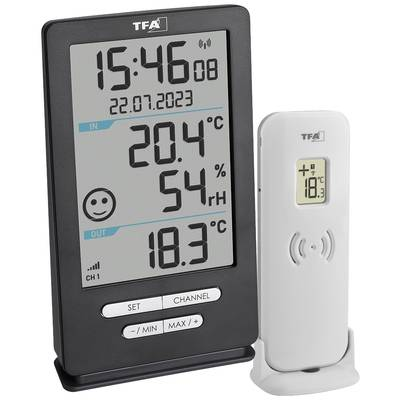 TFA Dostmann Funk-Thermometer XENA HOME Vezeték nélküli digitális hőmérő Antracit (30.3074.10) (30.3074.10)