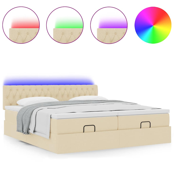 Cadru de pat otoman cu saltele crem 160x200cm stofa