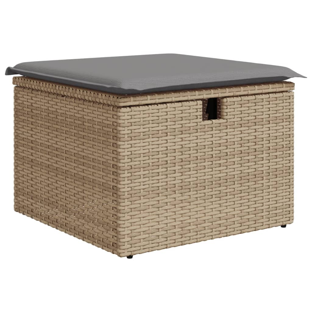 bézs polyrattan kerti szék párnával 55 x 55 x 37 cm (366091)