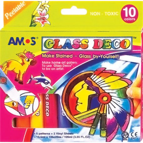 Amos 10.5ml/tubus Üvegfóliafesték készlet - 10 különböző szín (RFEUF040)