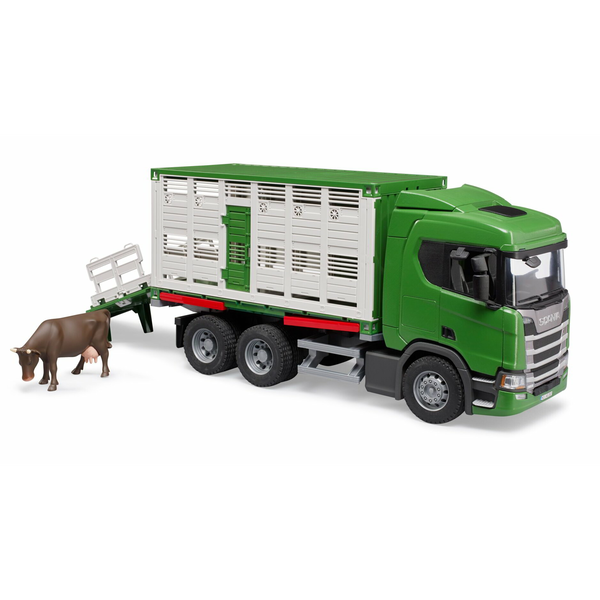 Bruder Scania állatszállító tehénfigurával - Zöld