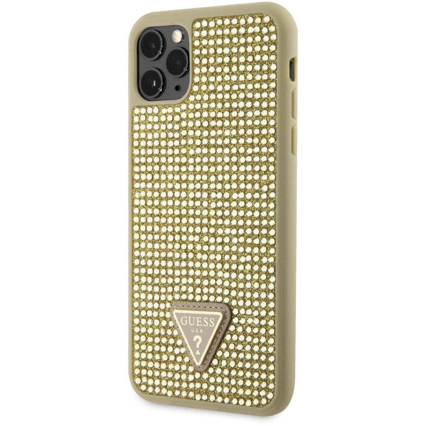 Guess Rhinestones Triangle Metal Logo iPhone 11 Pro Max aranyszín tok (GUHCN65HDGTPD)