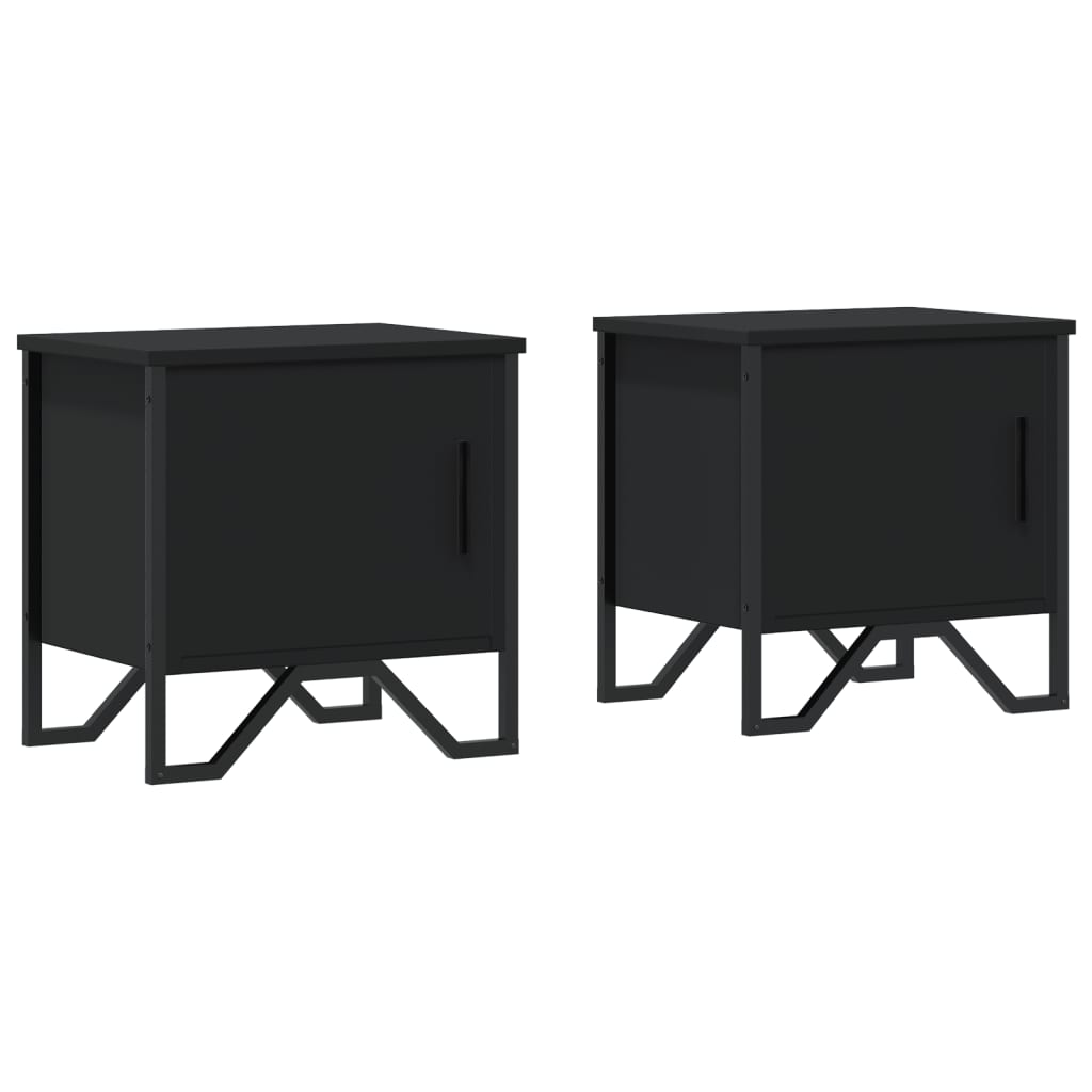 2 db fekete forgácslap éjjeliszekrény 40 x 30 x 40 cm (848515)
