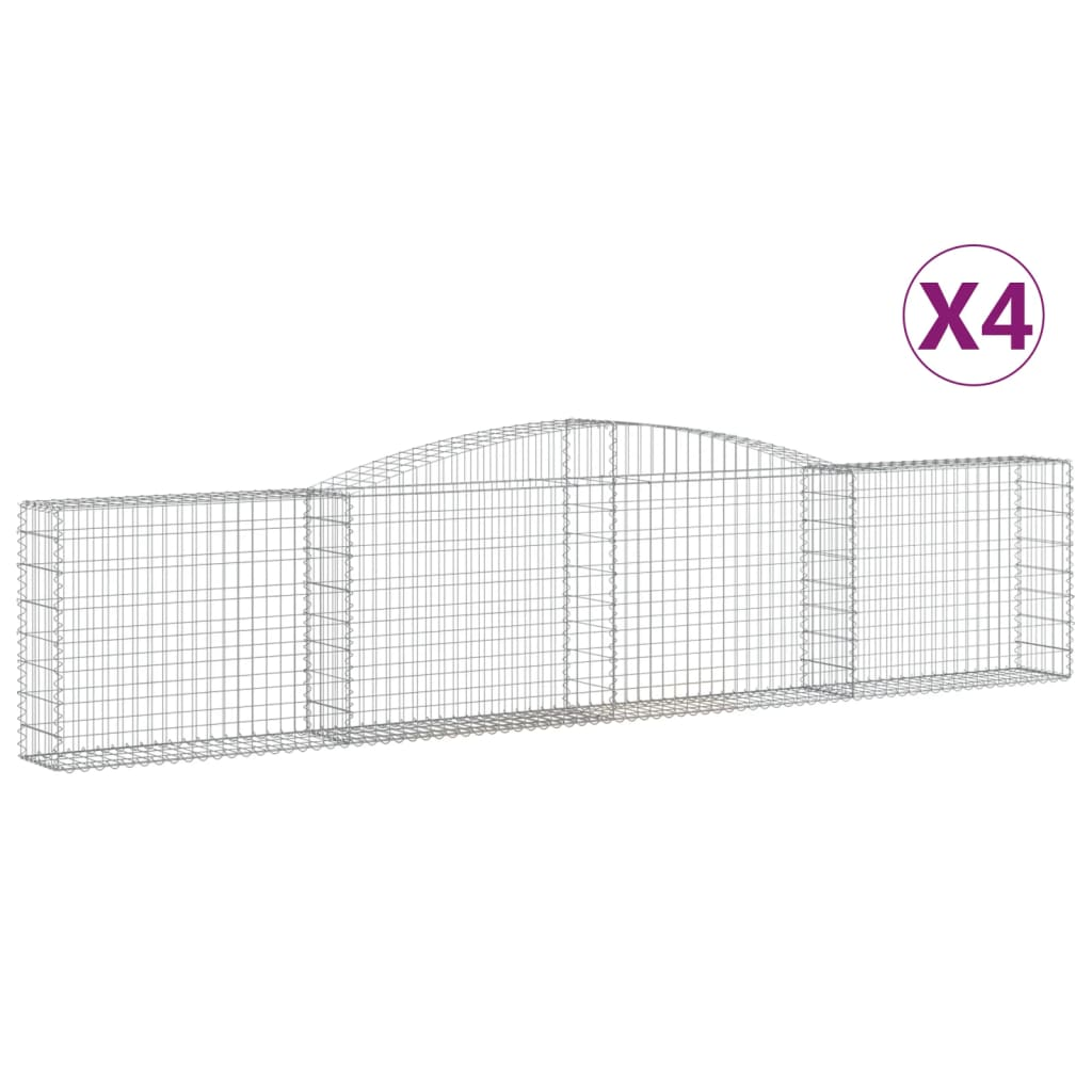 4 db íves horganyzott vas gabion kosár 400x30x80/100 cm (3146855)