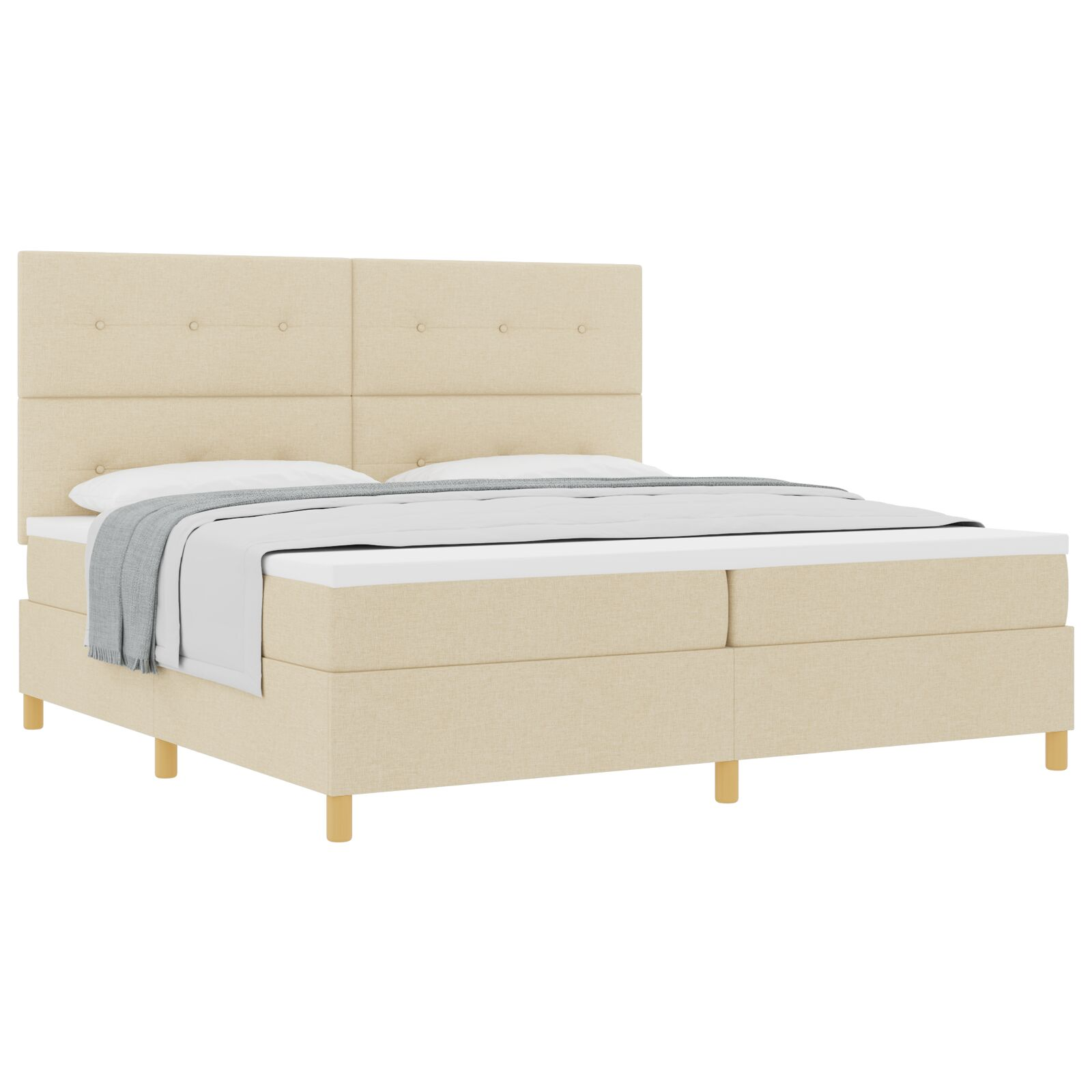 Boxspring Ágy Matrac nélkül Krém 200x200 cm Szövet (3339649)