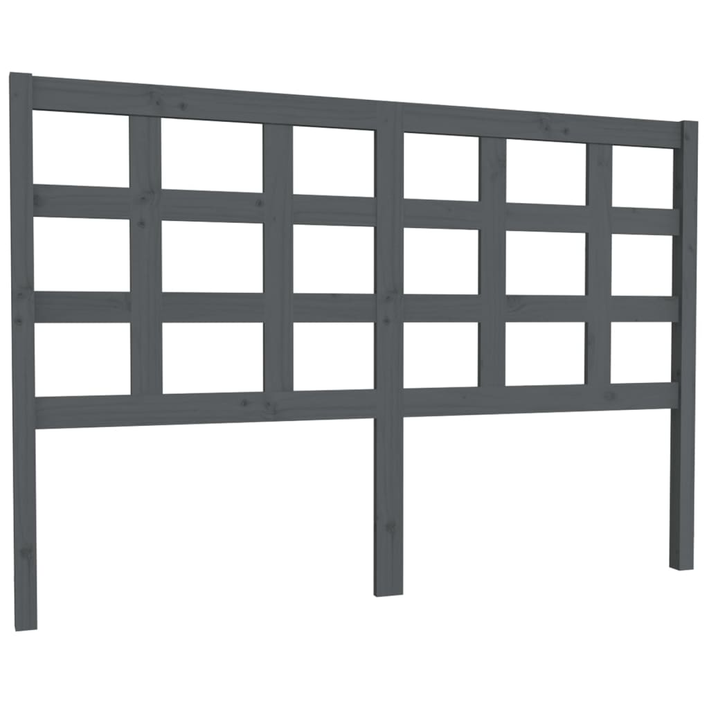 szürke tömör fenyőfa ágyfejtámla 145,5 x 4 x 100 cm (817892)