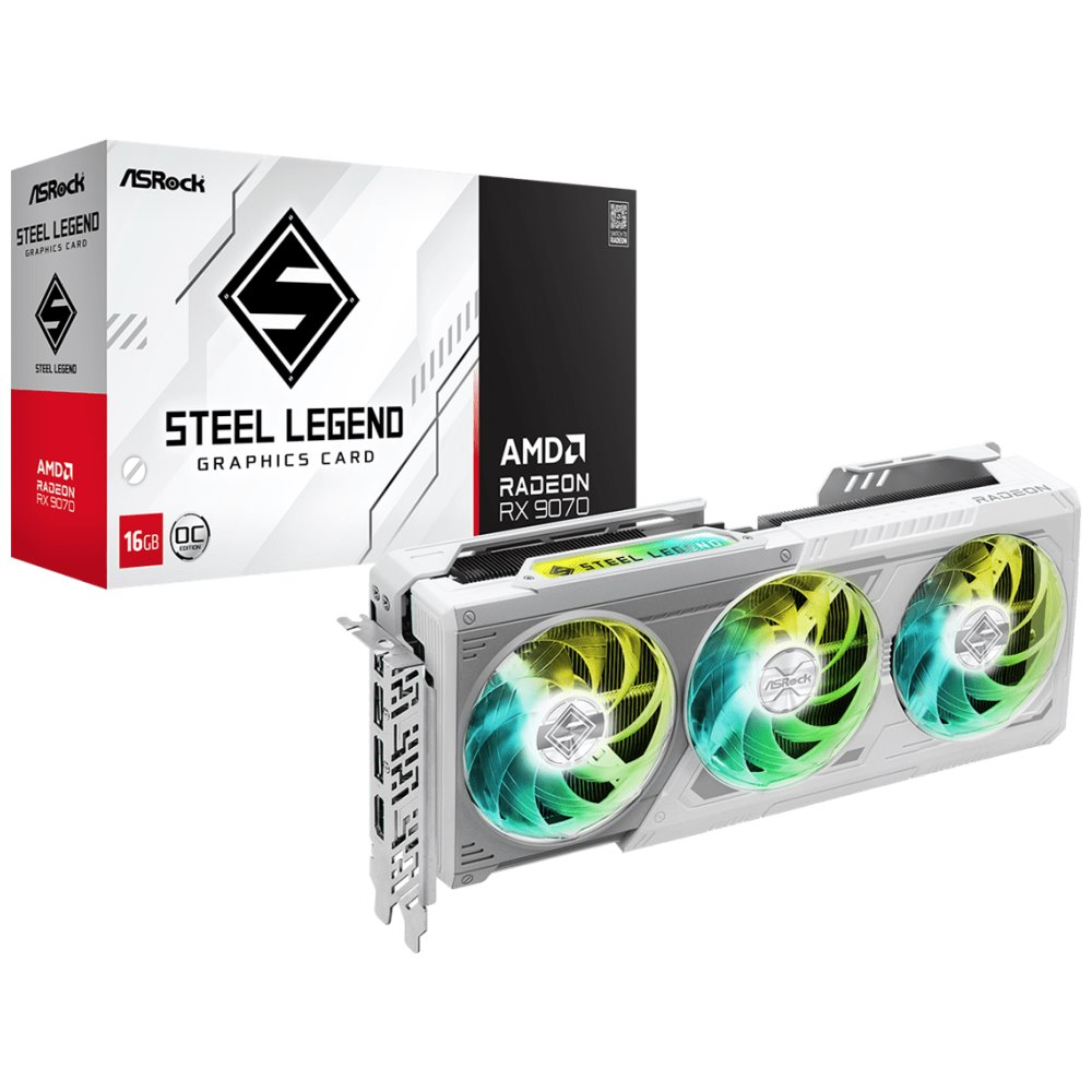 AsRock Radeon 9070 16GB GDDR6 Steel Legend Videókártya (90-GA5EZZ-00UANF)