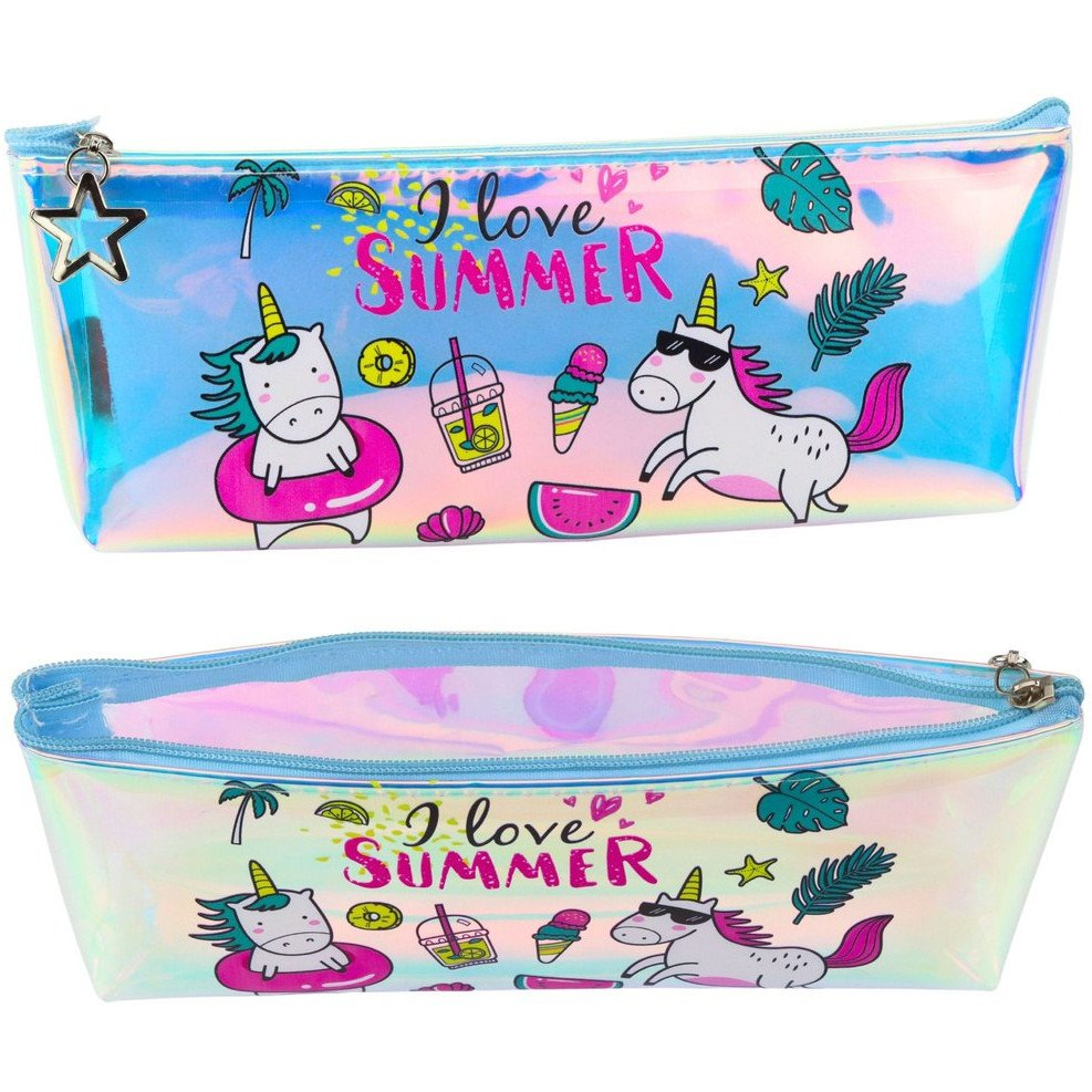 Lean Toys Lányiskolai Holografikus Tolltartó Nyári Unikornisok 20x8Cm (21621)