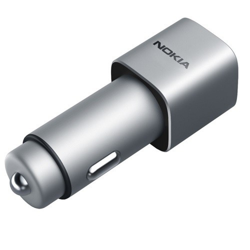 Nokia szivargyújtó 2xUSB töltő (5V / 2.4A) Ezüst (1A21M9600VA)