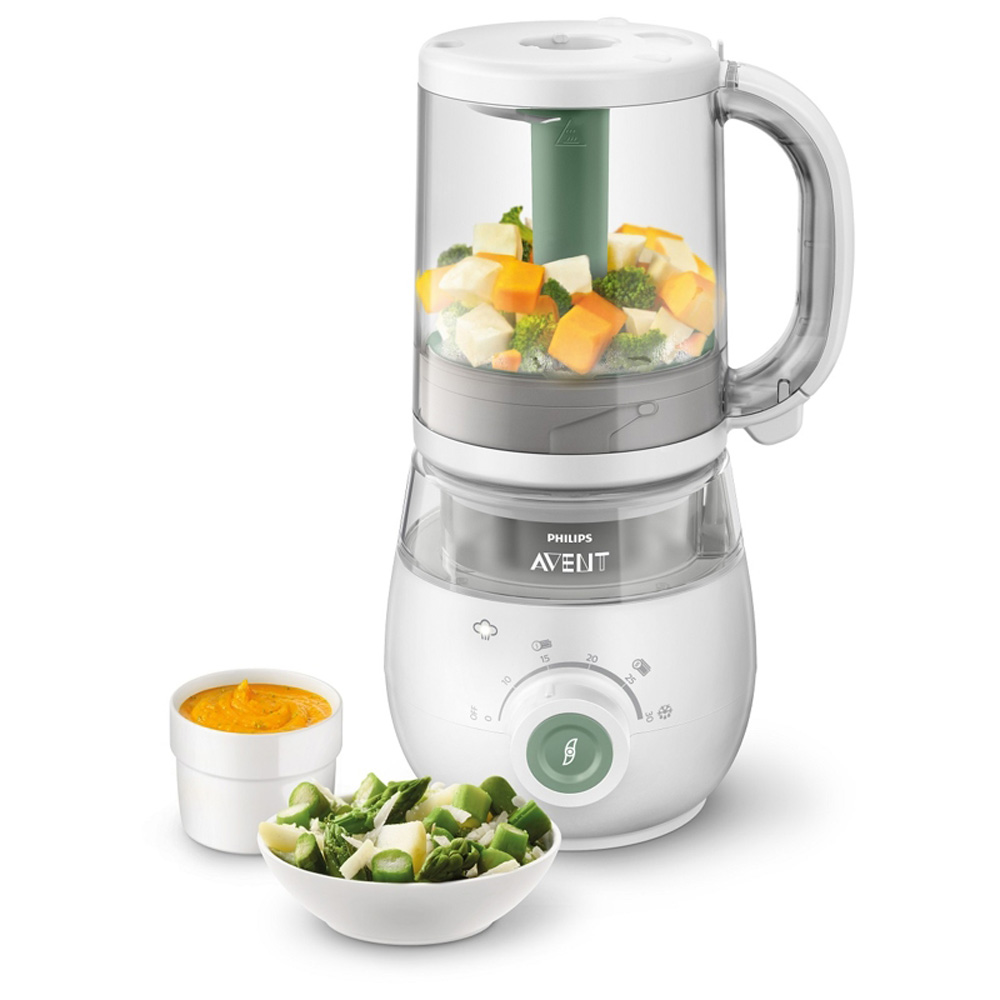 Уред за приготвяне на бебешка храна 4 в 1 Philips Avent - С контейнер за съхранение и шпатула — SCF885/01