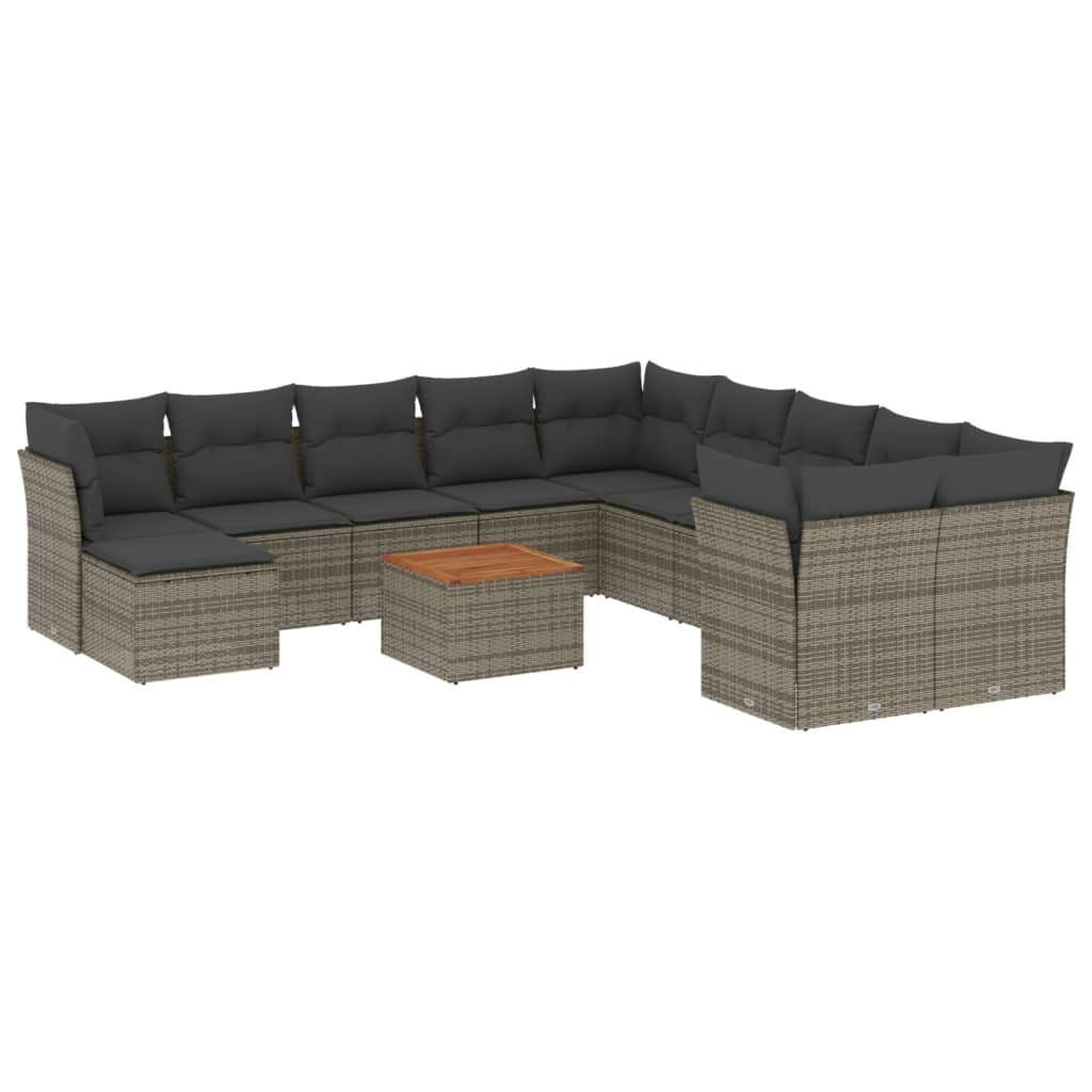 12 részes szürke polyrattan kerti ülőgarnitúra párnákkal (3223981)