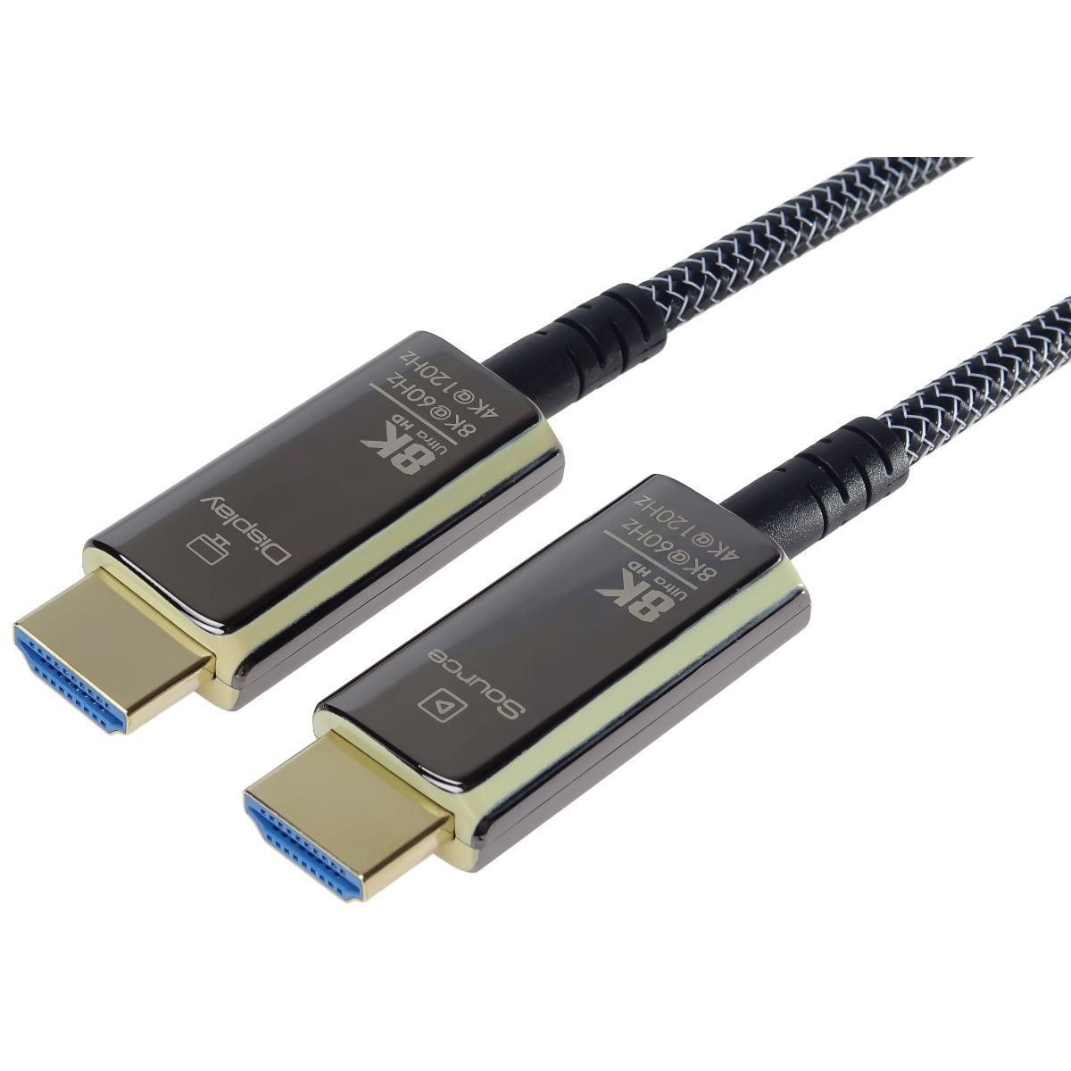 PremiumCord Ultra High Speed HDMI 2.1 Optikai üvegszálkábel, 8K/60Hz, aranyozott, 25m (kphdm21t25)