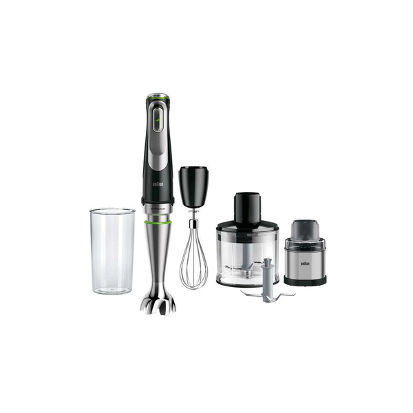 Пасатор Braun MQ9138XI, 1200 W, Разграфена чаша 0.6 л, Чопър 0.5 л, Тел, Мелничка, Променлива скорост, Черен