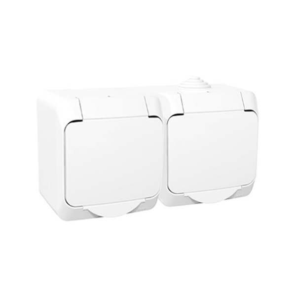 Schneider WDE000523 CEDAR PLUS GYV/csapófedéllel/IP44 fehér 2x2P+F csatlakozóaljzat (WDE000523)
