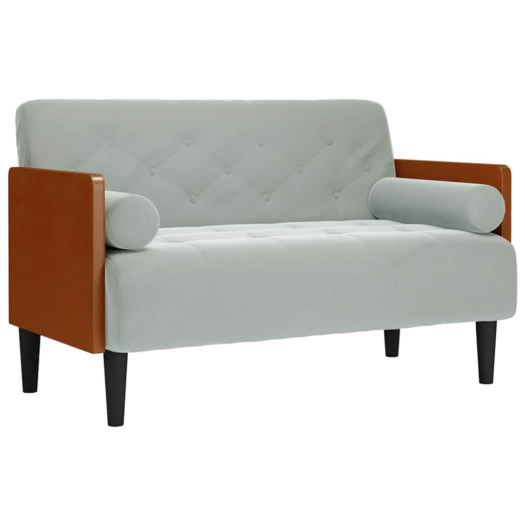 világosszürke bársony loveseat kanapé párnákkal 110 cm (4100601)