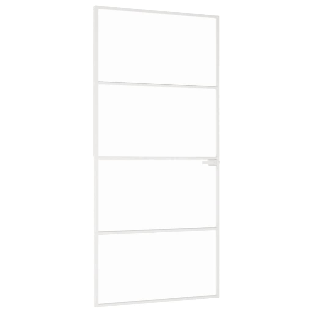 fehér edzett üveg és alumínium vékony beltéri ajtó 93x201,5 cm (153668)