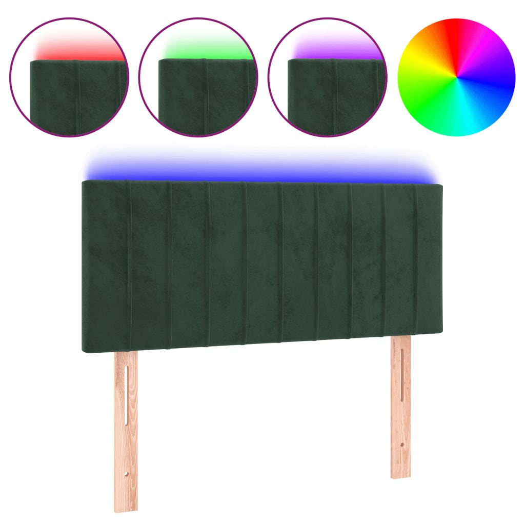 sötétzöld bársony LED-es fejtámla 90x5x78/88 cm (3121889)