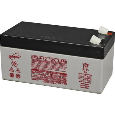 EnerSys Genesis NP3.4-12 Ólomakku 12 V 3.4 Ah Ólom-vlies (AGM) (Sz x Ma x Mé) 134 x 67 x 67 mm 6,35 mm-es laposérintkezős dugó Karbantartásmentes, VDS (NP3.4-12)
