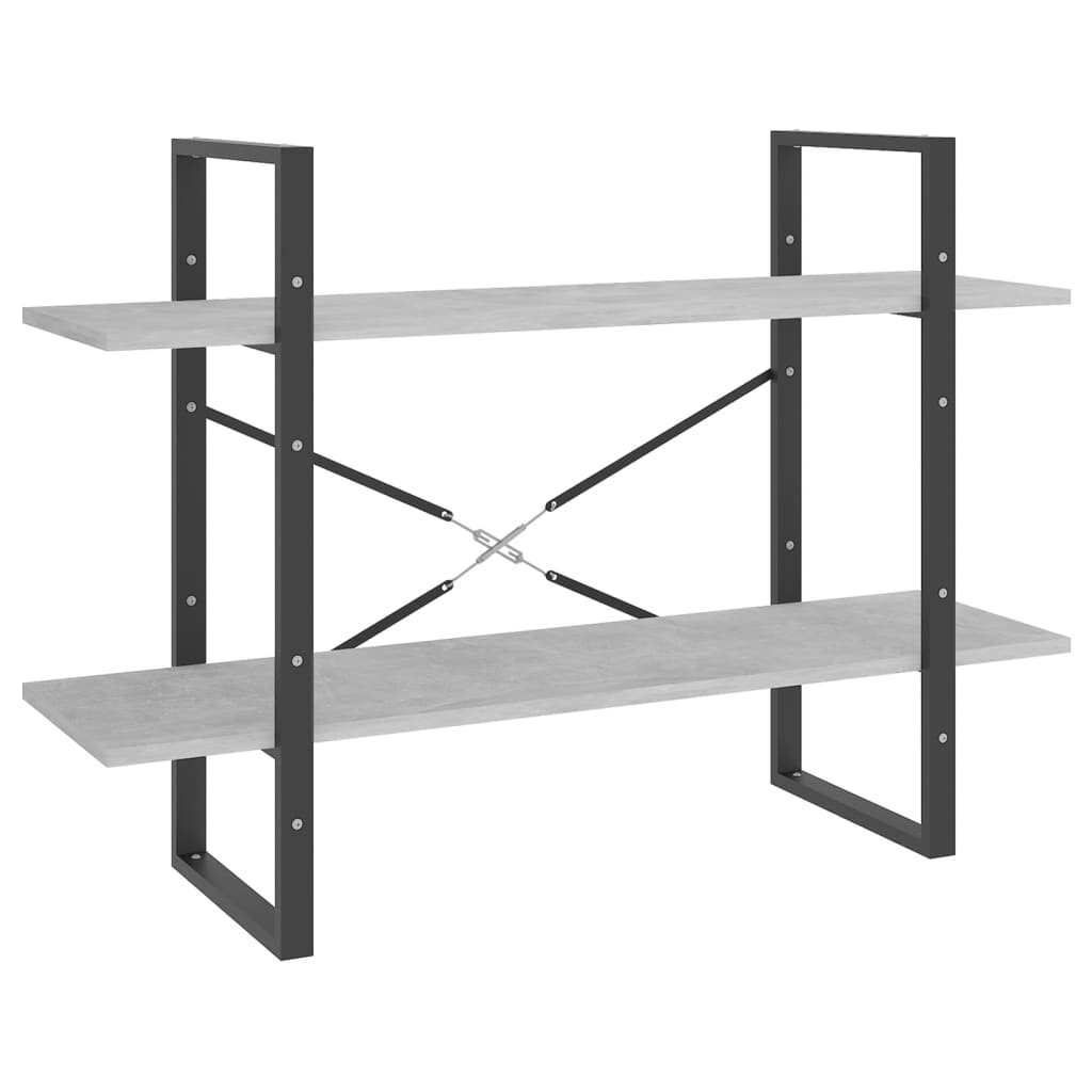 kétszintes betonszürke forgácslap könyvszekrény 100x30x70 cm (806471)