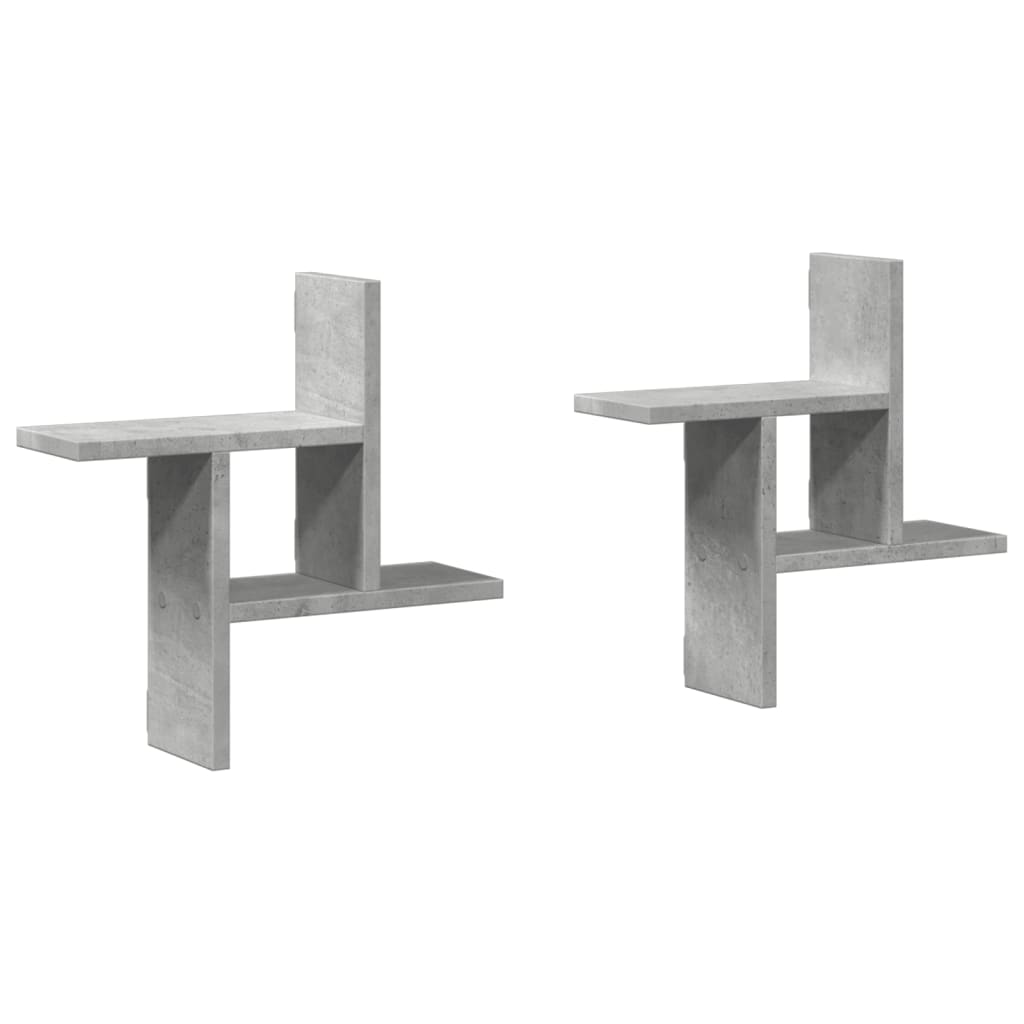 2 db betonszürke szerelt fa fali polc 38 x 12 x 38 cm (853248)